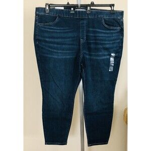 SONOMA WOMENS JEGGING 24W SHORT DEMIN ELASTIC WAIST PULL ON HIGH RISE POCKETS